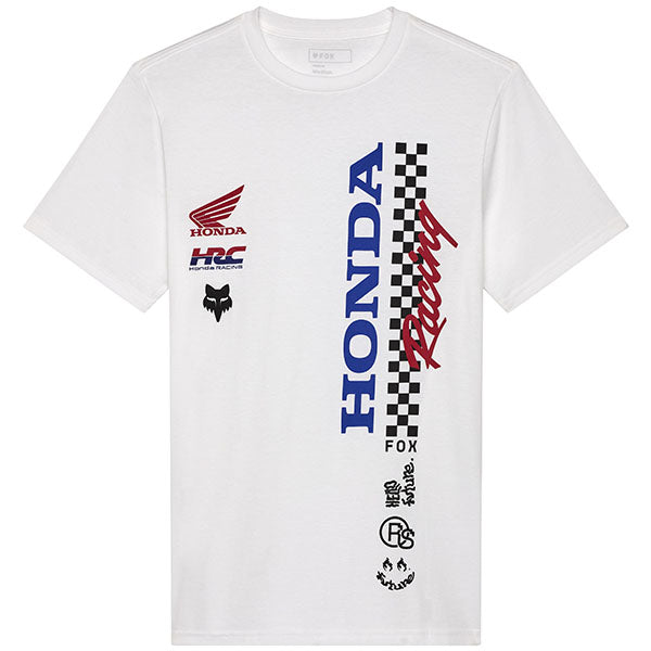 High-resolution studio image of Fox Racing Honda Tee; showing tee fit, printed graphics, and crew neckline; SKU 33422-003-S; Sizes: S-2XL