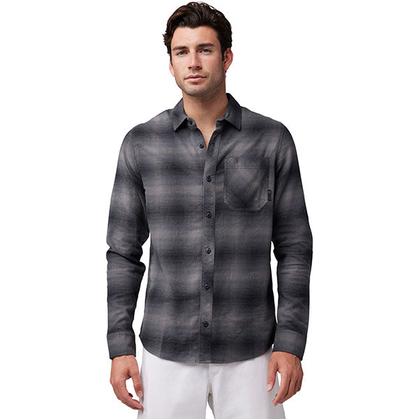 High-resolution studio image of Fox Racing Survivalist Flannel Shirt; showing flannel shirt fit, button front, and plaid pattern; SKU 31737-001-S