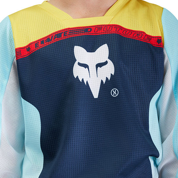 Close-up of sleeve graphics and stitching on Light Blue Youth 180 Elevated Jersey (SKU: 33551-116)