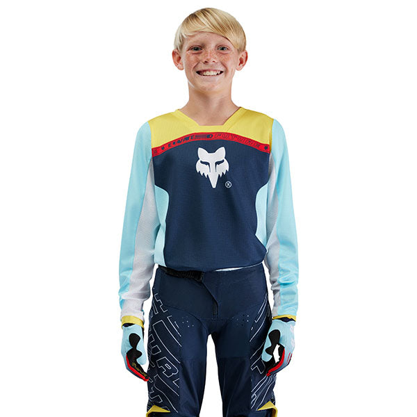 Rear view of Light Blue Youth 180 Elevated Jersey (SKU: 33551-116), showing vented back panel and sublimated graphics