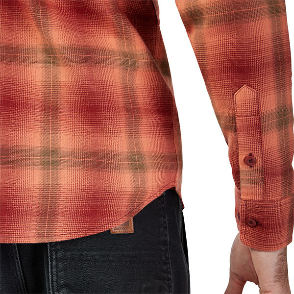 High-resolution studio image of Fox Racing Survivalist Flannel Shirt; showing flannel shirt fit, button front, and plaid pattern; SKU 31737-001-S