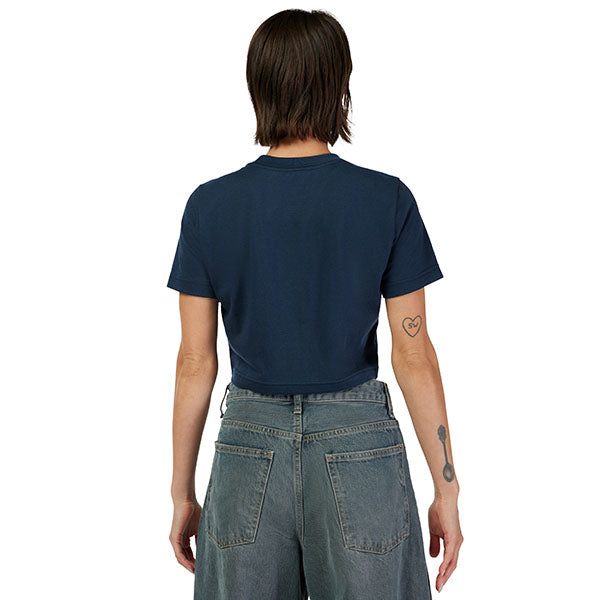 High-resolution studio image of Fox Racing Fox USA Baby Tee (Womens); showing tee fit, printed graphics, and crew neckline; SKU 33588-329-XS