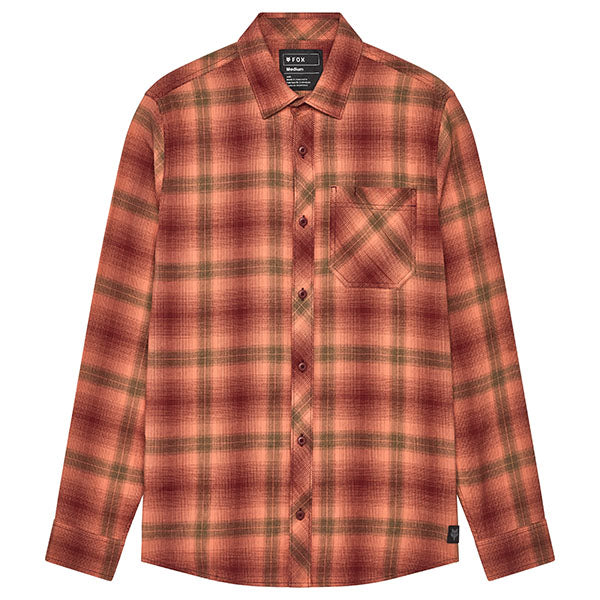 High-resolution studio image of Fox Racing Survivalist Flannel Shirt; showing flannel shirt fit, button front, and plaid pattern; SKU 31737-001-S