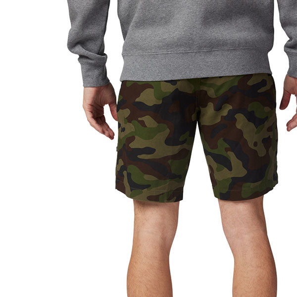 Side view of model wearing Essex Camo 3.0 Shorts in Green Camo, SKU 31672-031