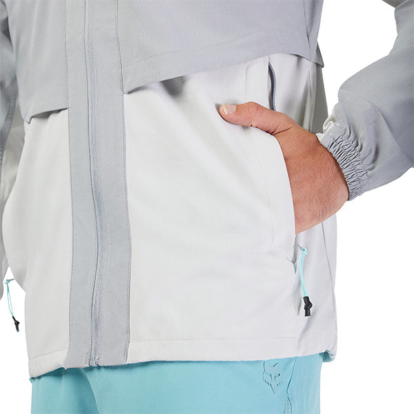 Close-up of hood and stitching on Fox Racing Survivalist Windbreaker in Dark Vintage, SKU 32616-172
