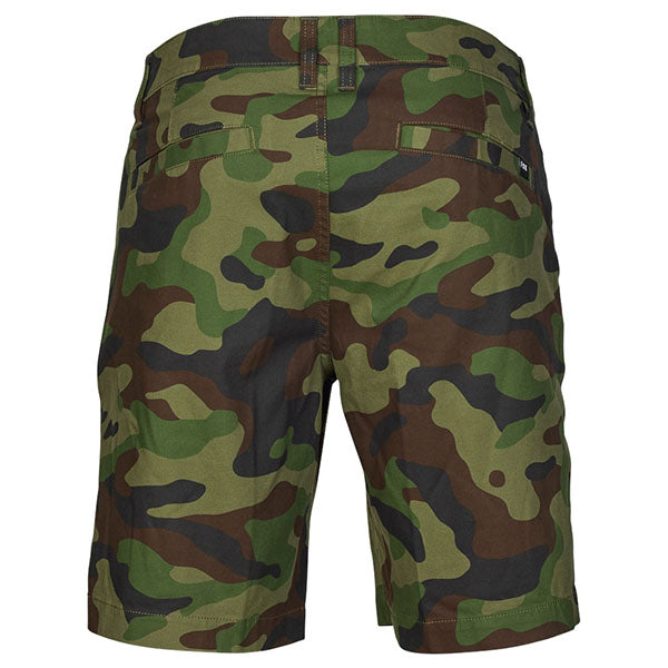 Rear view of Essex Camo 3.0 Shorts in Green Camo, SKU 31672-031, showing welt pockets and button fly