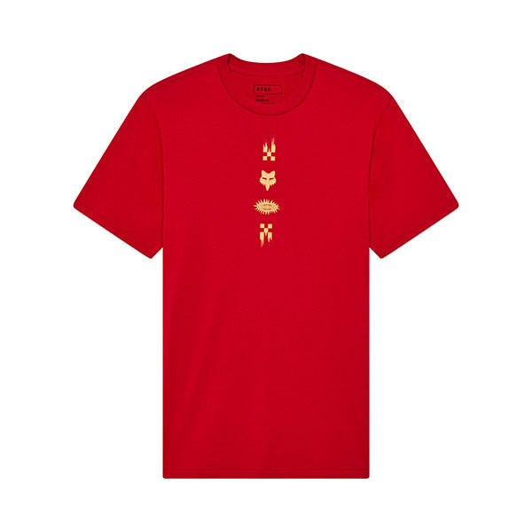 Crisp studio image on a white background of Fox Racing Checkered Premium Tee; showing tee fit, printed graphics, and crew neckline; SKU 33411-190-S