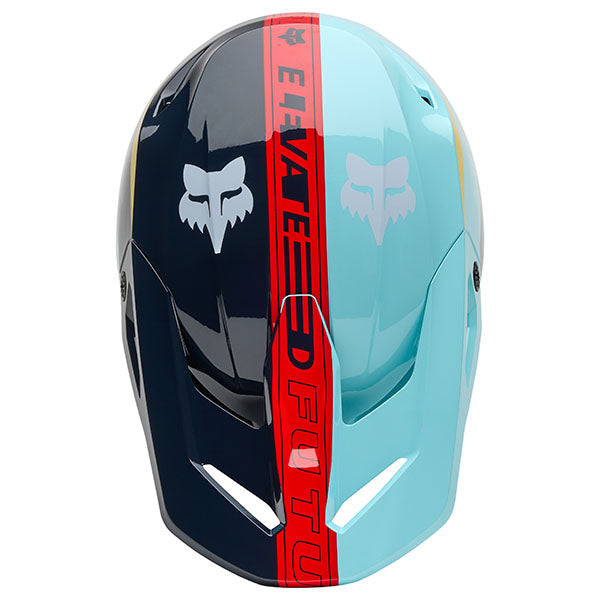 Top view of Light Blue Youth V1 Elevated Helmet (SKU: 33549-116), showing intake vent layout