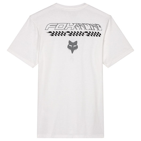 Crisp studio image on a white background of Fox Racing Checkered Premium Tee; showing tee fit, printed graphics, and crew neckline; SKU 33411-190-S