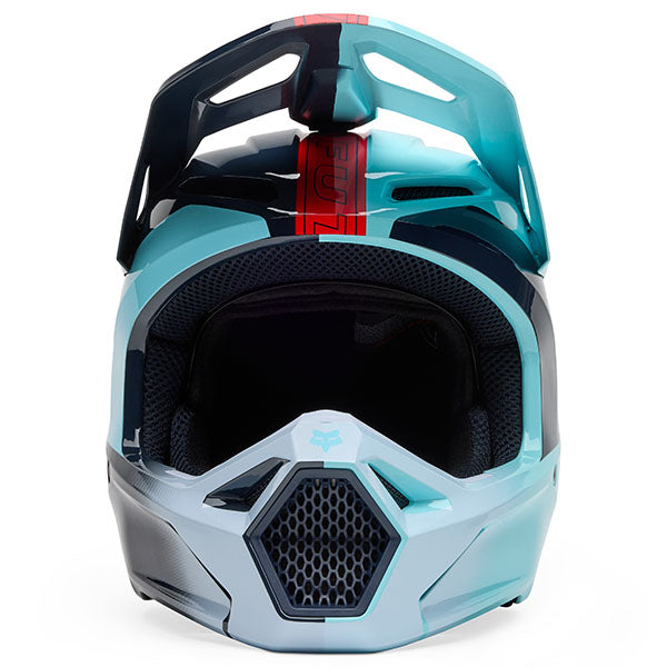Rear view of Light Blue Youth V1 Elevated Helmet (SKU: 33549-116), showing exhaust vents and shell contour
