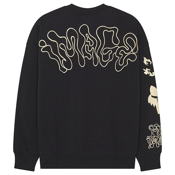 Rear view of Hello Future Crew Pullover in Black, SKU 33379-001, showing dropped shoulders and ribbed hem