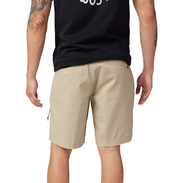 Lifestyle image of model wearing Fox Racing Essex 3.0 Shorts in Navy, SKU 31667-088