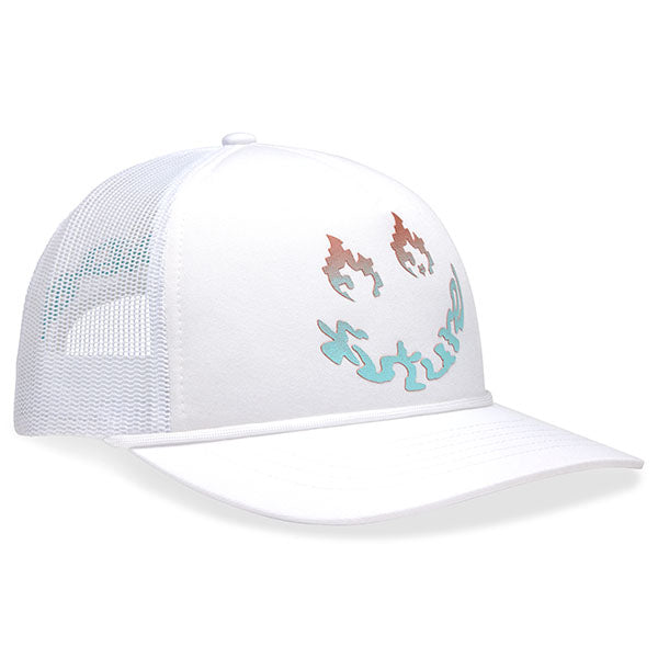 Front view of Fox Racing Women's Hello Fox Trucker Hat in White, SKU: 33579-008