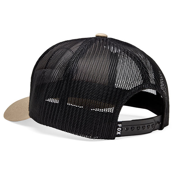 Rear view of Worldwide Trucker Hat in Iron, SKU 33394-355, showing mesh back and adjustable snapback closure