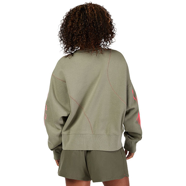 Close-up of neckline and contrast stitching on Adobe Women's Elevated Oversized Crew Sweatshirt (SKU: 33573-291)