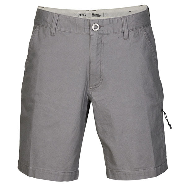 Front view of Fox Racing Essex 3.0 Shorts in Pewter, SKU 31667-052, featuring stretch twill and chino cut