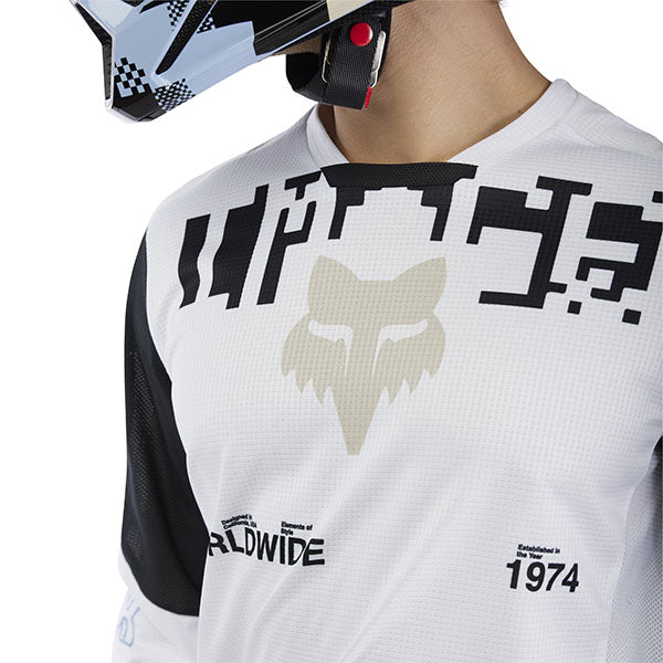 Flat lay of White 180 Digi Image Jersey (SKU: 33535-008), showing full silhouette