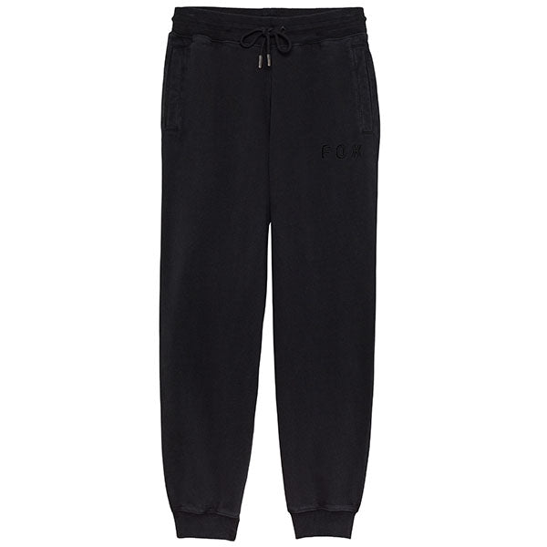 Front view of Fox Racing Women's Wordmark Joggers in Black (SKU: 33141-001), featuring tonal logo and brushed fleece