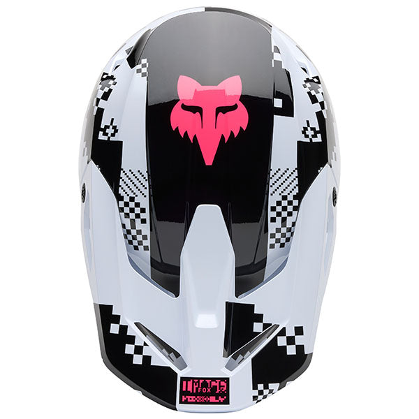Top view of Black/Pink V1 Digi Image Helmet (SKU: 33531-285), showing intake vent layout, sizes XS, SM, MD, LG, XL, size XS, sizes XS to XL.