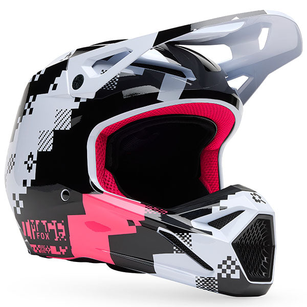 Side profile of Black/Pink V1 Digi Image Helmet (SKU: 33531-285), showing vent placement and shell design, sizes XS, SM, MD, LG, XL, size XS, sizes XS to XL.
