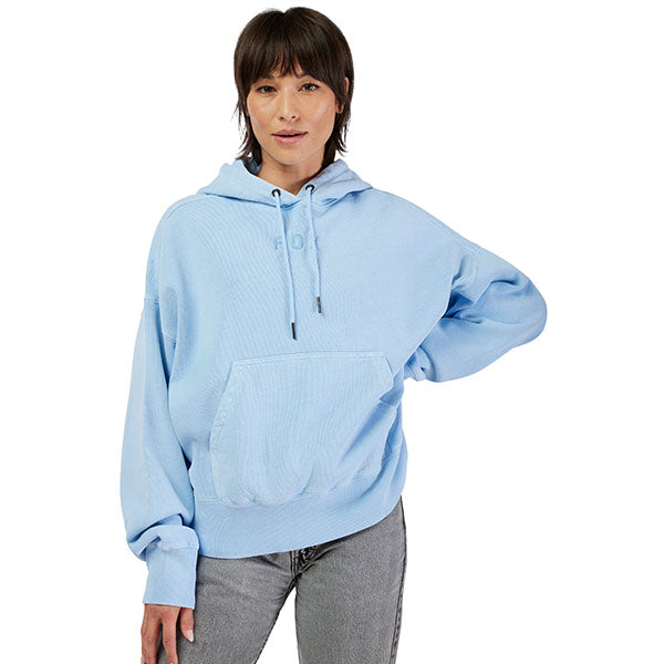 Back view of Fox Racing Hoodie in Heather Graphite, highlighting hood and oversized styling
