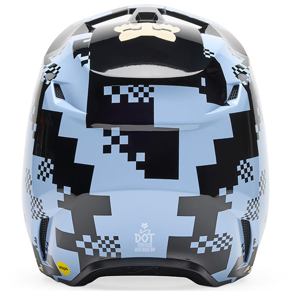 Top view of Light Slate Blue V1 Digi Image Helmet (SKU: 33531-223), showing intake vent layout, sizes XS, SM, MD, LG, XL, size XS, sizes XS to XL.