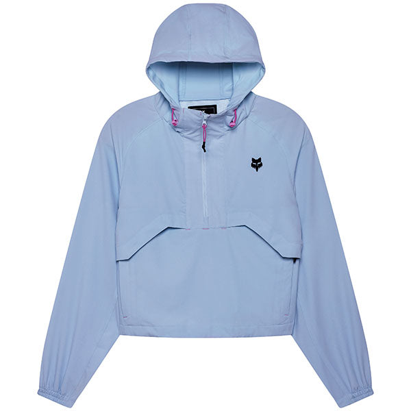 Front view of Survivalist Windbreaker in Sea Foam Green showing hood and zippered pockets, SKU: 32192-381