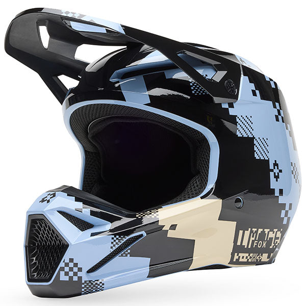 Interior padding and liner detail of Light Slate Blue V1 Digi Image Helmet (SKU: 33531-223), showing MIPS® system, sizes XS, SM, MD, LG, XL, size XS, sizes XS to XL.