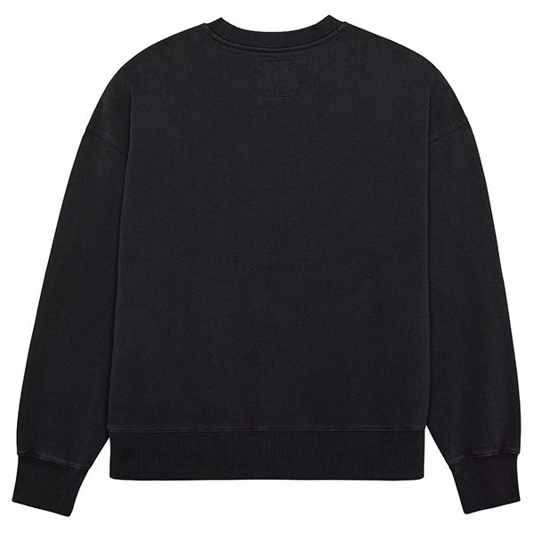 Rear view of Wordmark Crew Pullover in Black, SKU 33142-001, showing relaxed fit and brushed interior