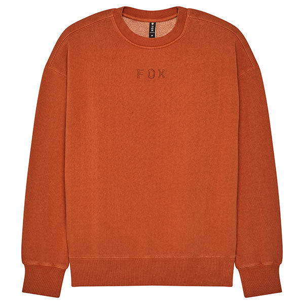 Front view of Fox Racing Wordmark Oversized Crew Pullover in Light Blue, SKU 33142-633, featuring tonal Fox embroidery and heavyweight fleece