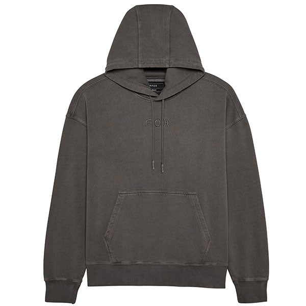 Front view of Fox Racing Wordmark Oversized Pullover Hoodie in Pewter, SKU 32865-052, featuring tonal Fox embroidery