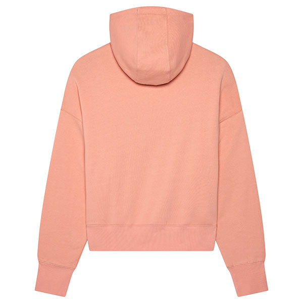 Side view of Pale Pink Fox Racing Moto-X Hoodie, showing oversized fit and kangaroo pocket