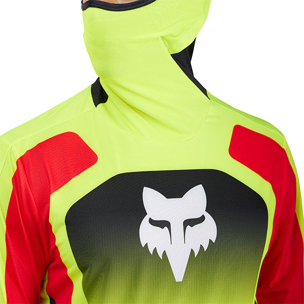 Rear flat lay of Flo Yellow Ranger Drive Jersey (SKU: 33538-130), showing ventilation zones
