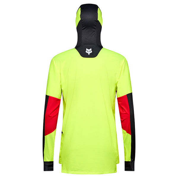 Rear view of Flo Yellow Ranger Drive Jersey (SKU: 33538-130), showing drop tail and mesh zones