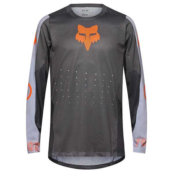 Front view of Fox Racing Ranger Air Off Road Jersey in Grey/Orange (SKU: 33537-052), featuring TruDri® fabric and bold graphics