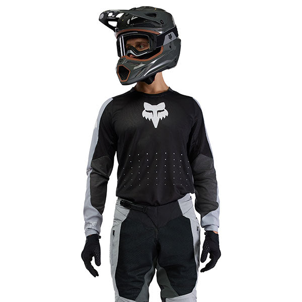 Rear view of Black/Grey Ranger Air Off Road Jersey (SKU: 33537-001), showing drop-tail hem and breathable mesh zones