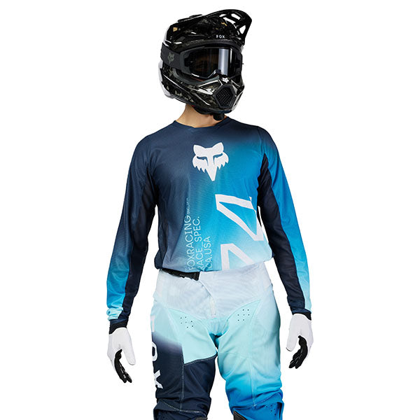 Rear view of Teal 180 Air Haze Jersey (SKU: 33536-329), highlighting vented back panel and sublimated graphics