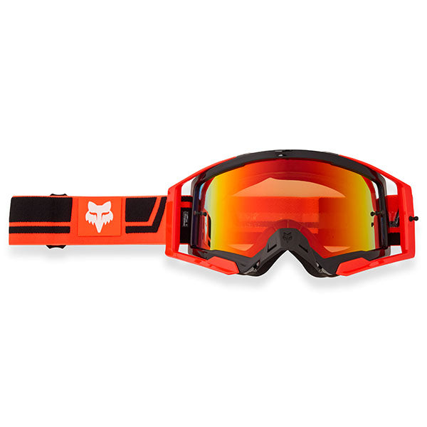 Front view of Fox Racing Airspace Drive Goggles in Atomic Orange (SKU: 33522-824), designed for high visibility and dust protection