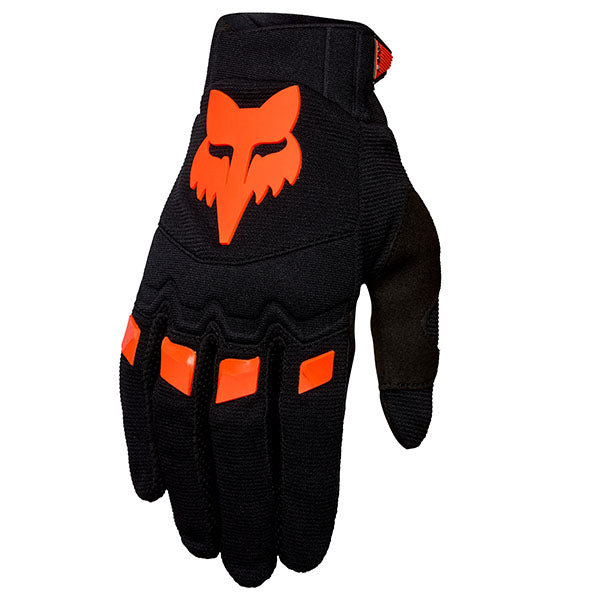 Front view of Fox Racing Dirtpaw Drive Gloves in Fluorescent Orange, featuring padded palm and compression-molded cuff