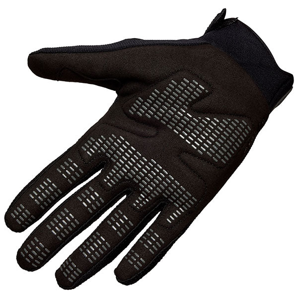 Rear view of Dirtpaw Drive Gloves in Black, featuring stretch mesh finger gussets and hook-and-loop wrist closure