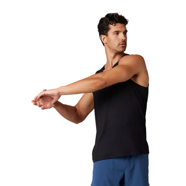 Professional studio photo of Fox Racing Rep Tank Top; showing sleeveless cut, hem shape, and printed or woven branding; SKU 29083-001-S; Sizes: S-2XL