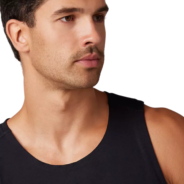 Studio photo on a white background of Fox Racing Rep Tank Top; showing sleeveless cut, hem shape, and printed or woven branding; SKU 29083-001-S