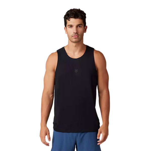 Clean studio shot of Fox Racing Rep Tank Top; showing sleeveless cut, hem shape, and printed or woven branding; SKU 29083-001-S; Sizes: S-2XL