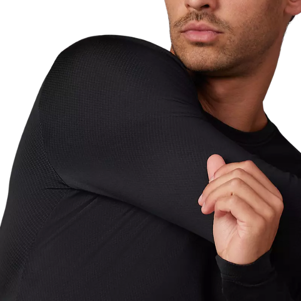 Fox Racing Tecbase Fire Long Sleeve Shirt product image in SM sizes Black SKU 29574-001-S. Base Layer Shirt | Available at BTO Sports
