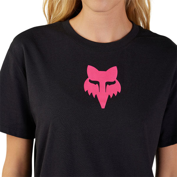 Crisp studio image on a white background of Fox Racing Fox Head Tee (Womens); showing tee fit, printed graphics, and crew neckline; SKU 31850-001-XS