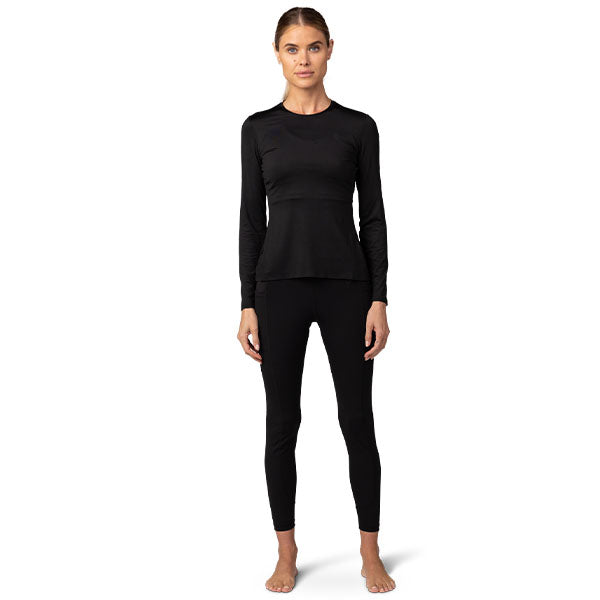 Fox Racing Tecbase Long Sleeve Shirt (Womens) rear view in XS sizes Black SKU 30307-001-XS. Base Layer Shirt | Available at BTO Sports