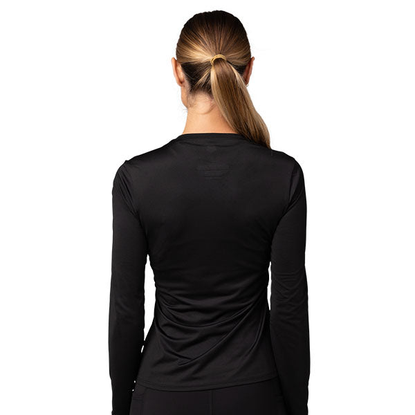 Fox Racing Tecbase Long Sleeve Shirt (Womens) side view in XS sizes Black SKU 30307-001-XS. Base Layer Shirt | Available at BTO Sports