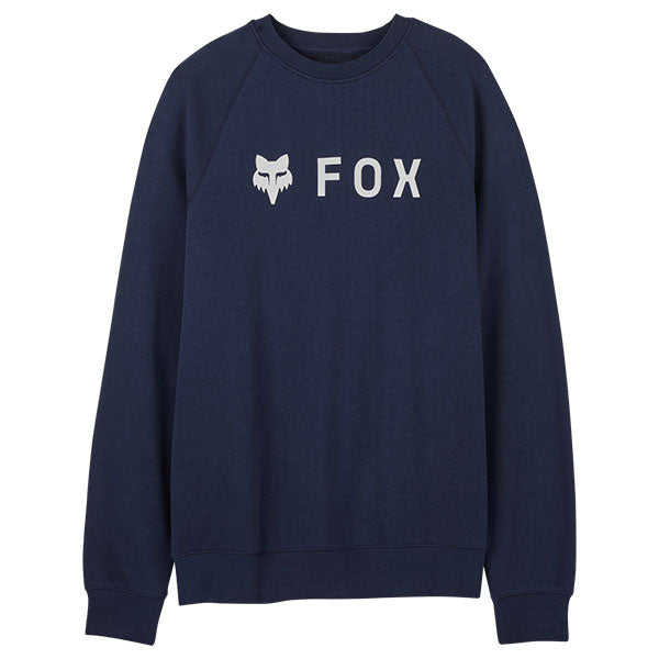 Fox Racing - Absolute Crew Sweatshirt sku 31591-329, studio image of the front of a Midnight Blue sweater with a large Fox Racing logo on the front with a white background