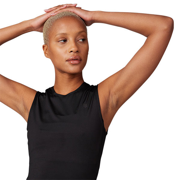 Fox Racing Tecbase Sleeveless Shirt (Womens) product image in XS sizes Black SKU 30306-001-XS. Base Layer Shirt | Available at BTO Sports