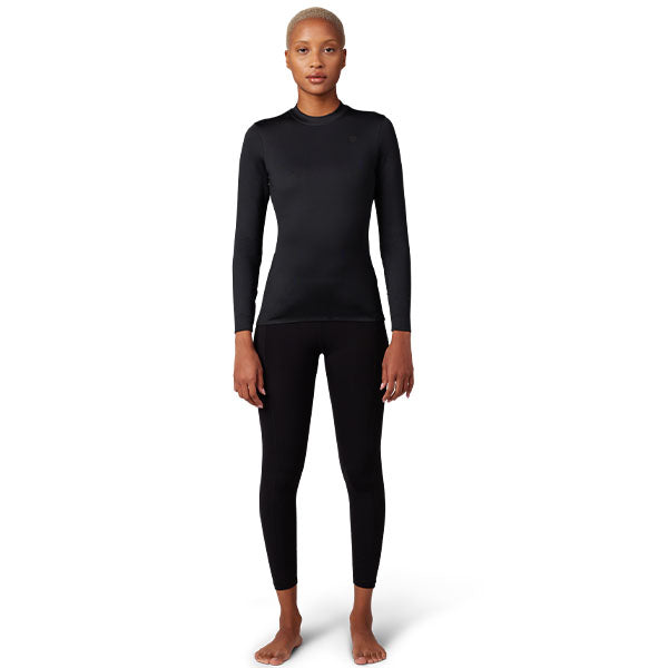 Fox Racing Tecbase Fire Long Sleeve Shirt (Womens) rear view in XS sizes Black SKU 29932-001-XS. Base Layer Shirt | Available at BTO Sports